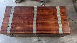 lot 320 image: Vintage Cedar Chest with Iron Strapping