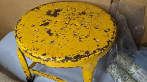 lot 321 image: Metal Stool, Wallpaper & Burlap Fabric