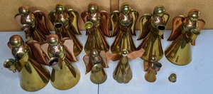 lot 300 image: Collection of (11) Brass Angel Candle Holders 