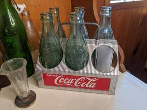 lot 63 image: Beautiful Lot of Vintage Glass Bottles (Blue, Amber, Green, Clear)