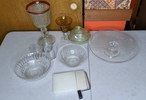 lot 340 image: Beautiful Glass bowls, tray, goblets, cups, and more