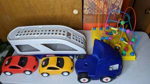 lot 346 image: Little Tikes Car Carrier and Vintage Playskool Sesame Street Busy Bead Maze