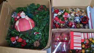 lot 329 image: Christmas OrnamentsDecor Lot - Vintage Ornaments, Garlands, and more