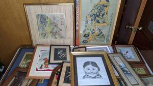 lot 336 image: Collection of Various Framed Artwork - Japanese, Birds, Landscapes