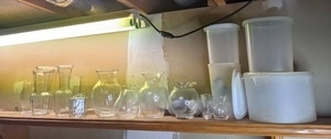 lot 260 image: Functional Tupperware and Glass Vases