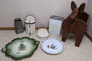 lot 182 image: Mixed Lot of Home Dcor Decorative Plates, Animal BasketPlant Hanger, & More