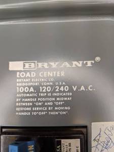 lot 249 image: Bryant Electrical Breaker Box