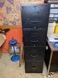 lot 454 image: Four Drawer Metal Filing Cabinet
