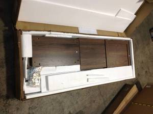 58 in. Dark Walnut Composite TV Stand Fits TVs Up to 64 in. with Storage Doors by Walker Edison Furniture Company Customer Returns See Pictures