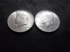 2-JFK 1964 Silver Half Dollars P & D