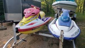 lot 1 image: Sea Doo and Polaris Jet Ski, Trailer Included