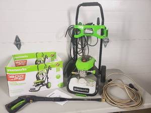lot 10 image: Greenworks 1800 psi Electric Pressure Washer