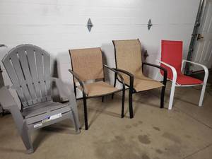 lot 28 image: 4 Assorted Patio Chairs - Need TLC- Take What You Want