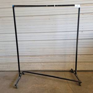 lot 301 image: Black 52.5 x 63.5 Industrial Steel Commercial Grade Garment Rack (Right)