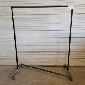 lot 302 image: Black 52.5 x 63.5 Industrial Steel Commercial Grade Garment Rack (Right)