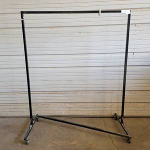 lot 303 image: Black 52.5 x 63.5 Industrial Steel Commercial Grade Garment Rack (Right)