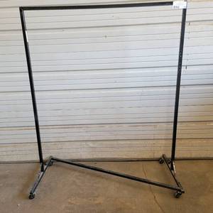 lot 305 image: Black 52.5 x 63.5 Industrial Steel Commercial Grade Garment Rack (Right)