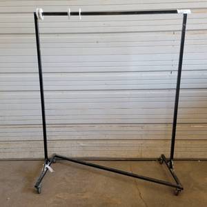 lot 306 image: Black 52.5 x 63.5 Industrial Steel Commercial Grade Garment Rack (Right)