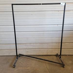 lot 307 image: Black 52.5 x 63.5 Industrial Steel Commercial Grade Garment Rack (Right)