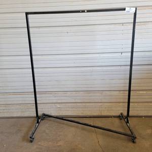 lot 308 image: Black 52.5 x 63.5 Industrial Steel Commercial Grade Garment Rack (Right)