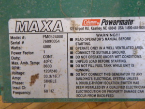 lot 7 image: Coleman Powermate Maxa Generator