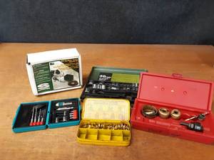 lot 754 image: Hole Saw Kit, Makita Screw Kit, Sockets, ATV Handlebar Winch Control (Says Bad Relay)