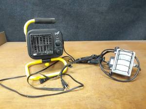 lot 799 image: Comfort Zone 1500W Heater (Tested and Works) and Small Halogen Clamp Light (Tested and Works)