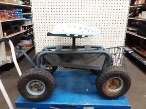 lot 833 image: Rolling Garden Cart w Pneumatic Wheels - Overall about 32 x 21 x 18
