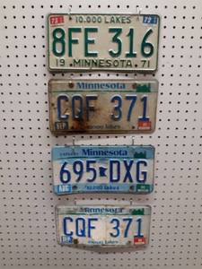 lot 843 image: Lot of (4) Vintage Minnesota License Plates from 1972 to 1996