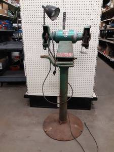 lot 710 image: Foley Model 314 6 Bench Grinder on Stand - Works well - Stands about 45 Tall