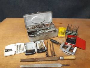 lot 871 image: Drill Bits, Vise, Files, Hardware and More