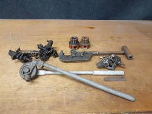 lot 872 image: Trimont Trimo Pipe Cutter - Up to 1-14, Tubing Bender, Pipe threading Dies  Inserts and More