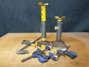lot 950 image: Lot of (3) IRWIN Clamps and (2) NAPA Jackstands - 13 to 19