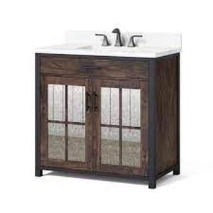 Drysdale 36 in. Wx 34.5 in. H Bath Vanity in Sable with Engineered Stone Vanity Top in Lgt Vein Carrera with White Basin