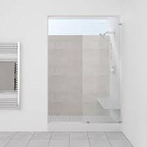 34.25 in. x 80 in. Frameless Fixed Glass Shower Door in Brushed Nickel