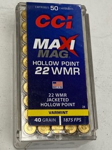 lot 58-A image: (50) Rounds CCI Maxi-Mag .22WMR 40g...