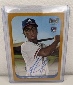 lot 7 image: RARE Autographed 2018 Topps Ozzie Albies 810 Baseball Card