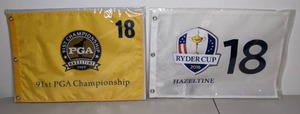 lot 32 image: Set of (2) Golf Pin Flags 91ST PGA Championship & 2016 Ryder Cup