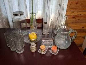 lot 200 image: Beautiful Set of (19) Glassware Items - Bowls, Pitchers, Vases, Glasses