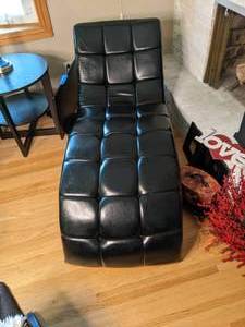lot 206 image: Stately Faux Leather Chaise Lounge (74x24)
