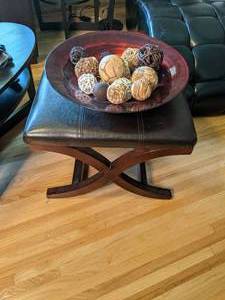 lot 208 image: Decorative Bowl with Balls and Foot Stool