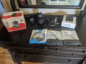 lot 27 image: Computer Accessories Lot Foscam IP WirelessWired Camera, Activeon CX Action Camera Mini DisplayPort to HDMI Adapter Cables, Benfei Cable & More