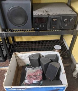 lot 49 image: Vintage Aiwa Super T-Bass Stereo Receiver w Speakers & Sony Mega Storage Compact Disc 300 CD ChangerPlayer