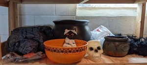 lot 170 image: BOO Halloween Lot Bowls, Decor, Costume
