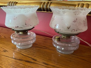 Pair of Vintage Glass Table Top Lamps