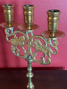 Vintage Brass Candleholders and Wick Trimmer