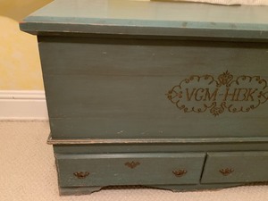 Lovely Large Painted Deep Cedar Chest w Bottom Drawer Storage