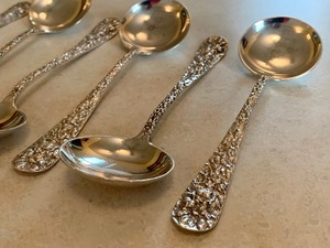 Six Stieff Sterling Rounded Spoons