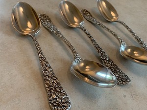 Five Stiff Sterling Teaspoons