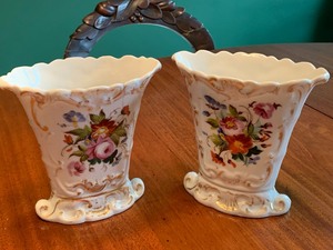 Two Porcelain Vases and Cut Glass Bowl